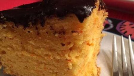 Brazilian-Style Carrot Cake with Chocolate Sauce